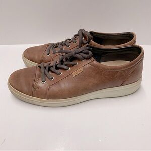 Ecco Brown Leather Lace up Sneaker Shoes Casual Sz 44 (11)